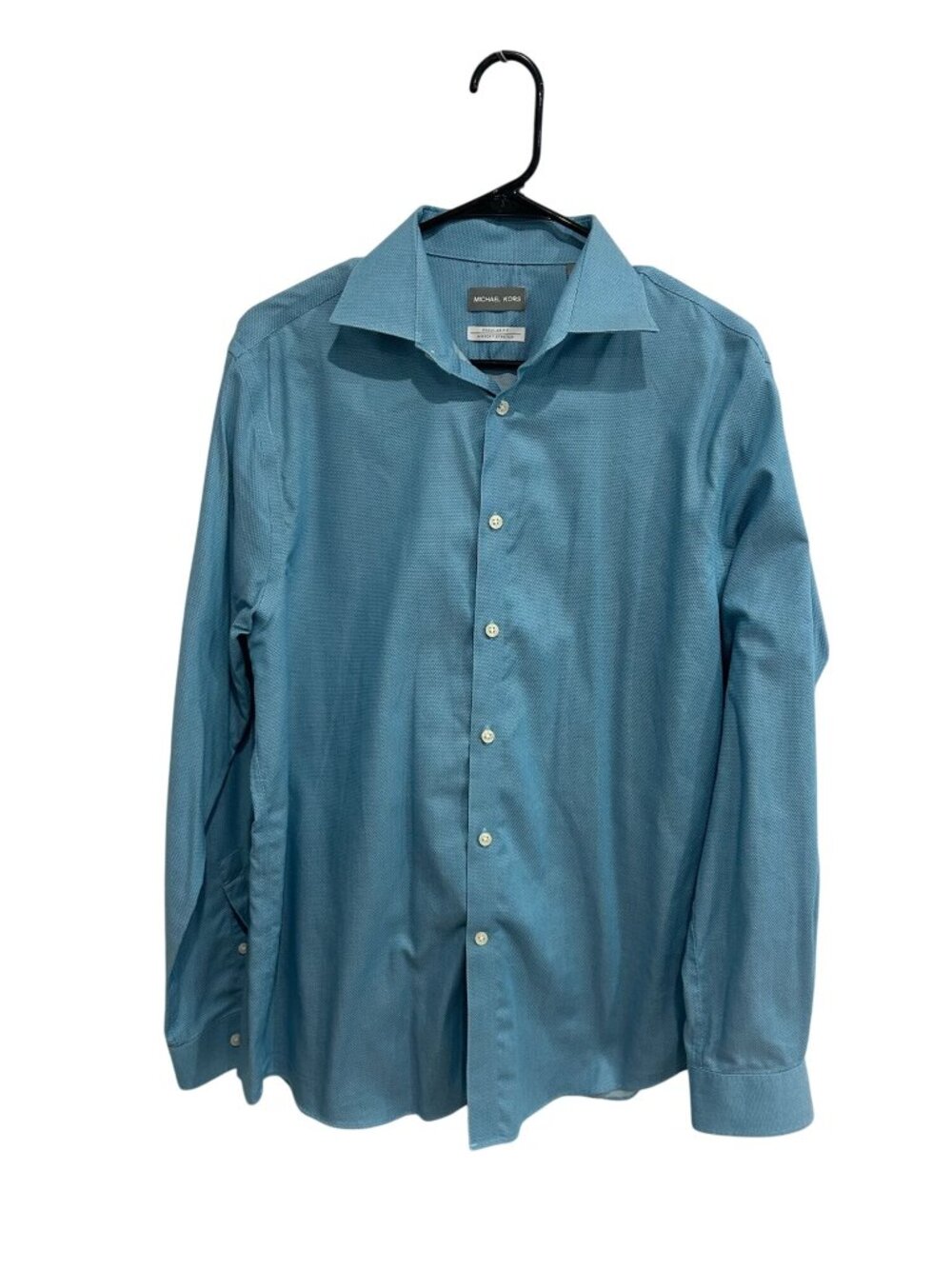 Michael Kors Large Mens Regular Fit Airsoft Stretch Button-Up Shirt Quiet Luxury